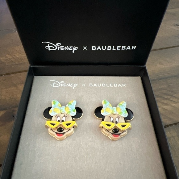 Disney Baublebar Earrings Minnie Mouse Tropical Sunglasses Bow Spring Summer - Picture 1 of 6